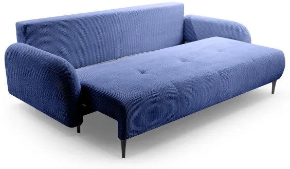 Ággyá alakítható, kárpitozott, háromszemélyes CLOUDY kanapé – kék