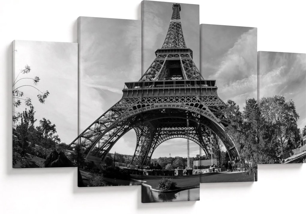 Kép - Eiffel-torony, fekete-fehér (150x105 cm)