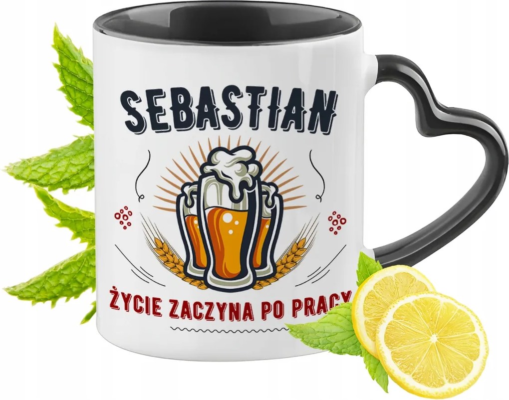 Sebastiannak Fekete Bögre Szív Alakú Füllel Ajándék