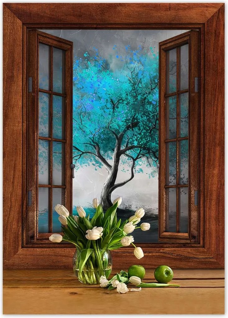 Poszterek 50x70 Kék fa Modern Art