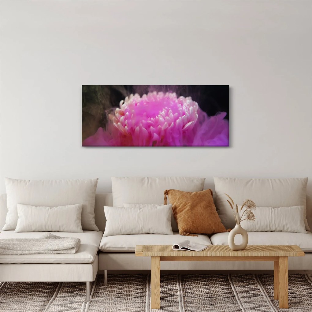 Rózsaszín virág képe a füstben (120x50 cm)