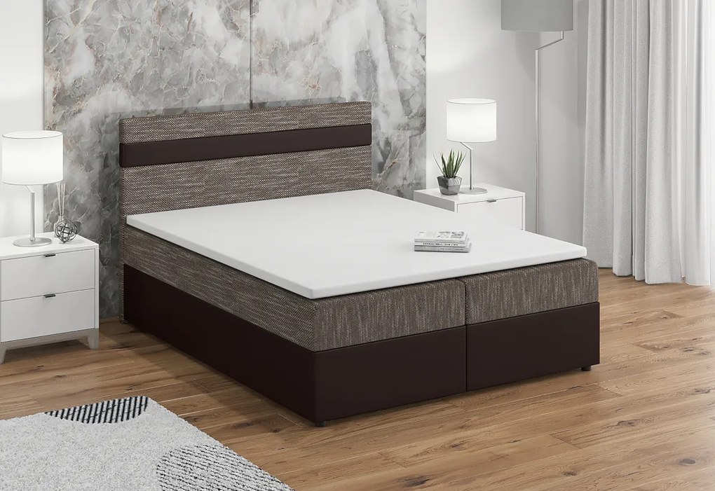 MODELA boxspring kárpitozott ágy + topper, 160x200, kornet 02/dolaro 8