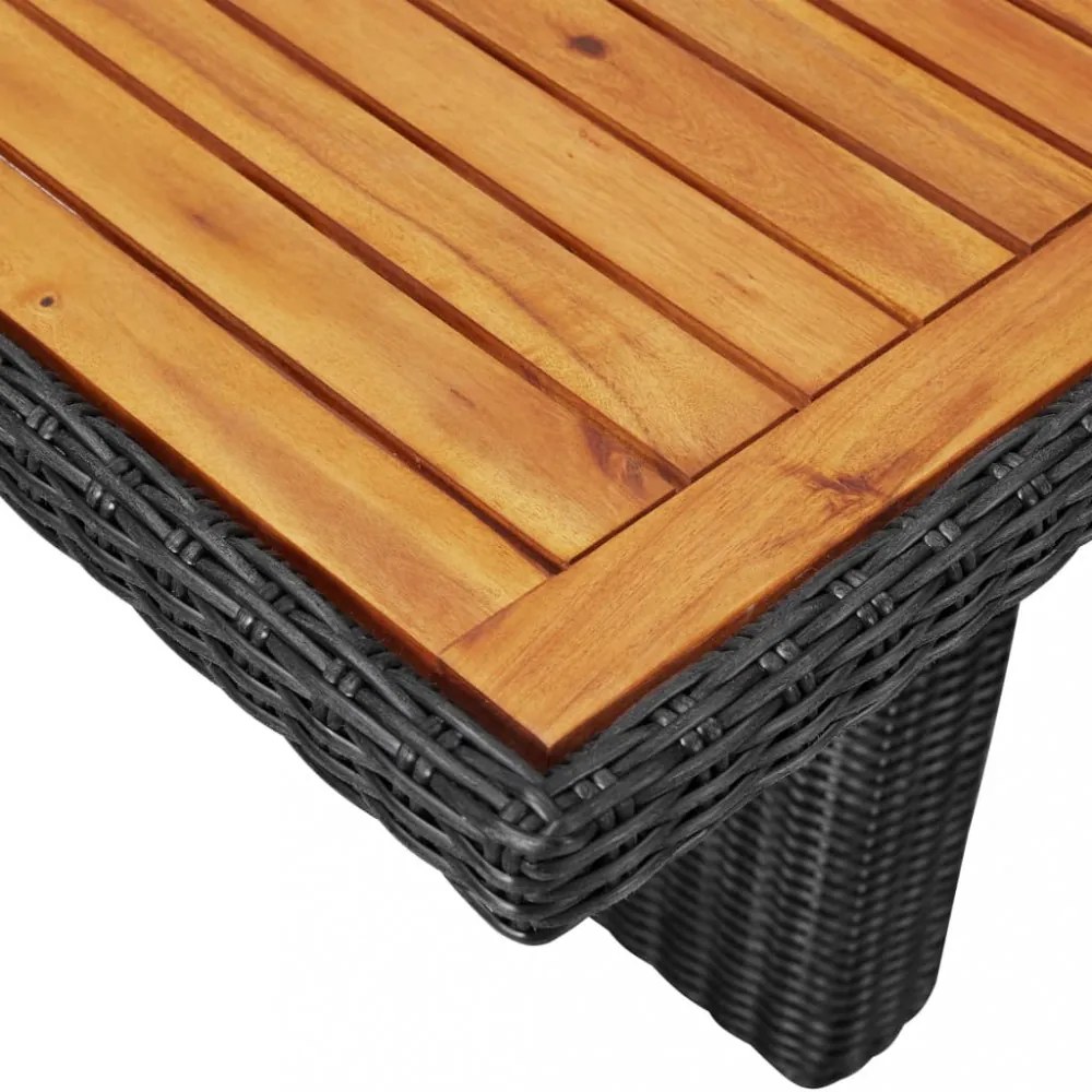 fekete polyrattan kerti étkezőasztal 200 x 100 x 74 cm