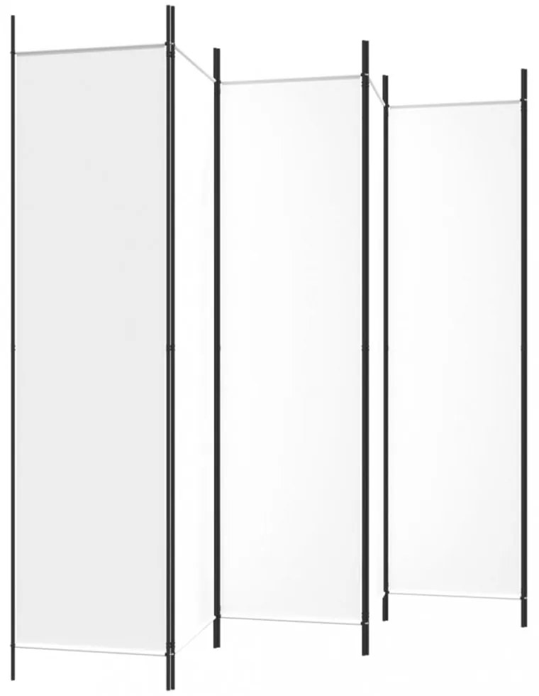 6 paneles fehér szövet térelválasztó 300x200 cm
