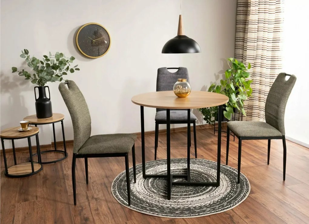 Alto II kerek étkezőasztal tölgy/fekete 80 cm