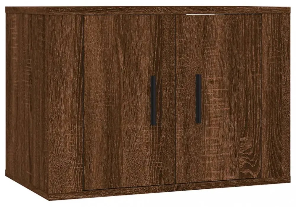 3 db barna tölgy színű fali TV-szekrény 57x34,5x40 cm