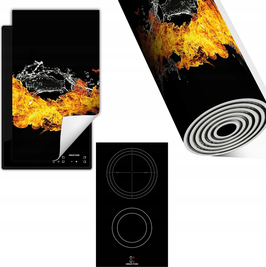 Indukciós Védőszőnyeg Konyhapult 30x52 fekete tűz