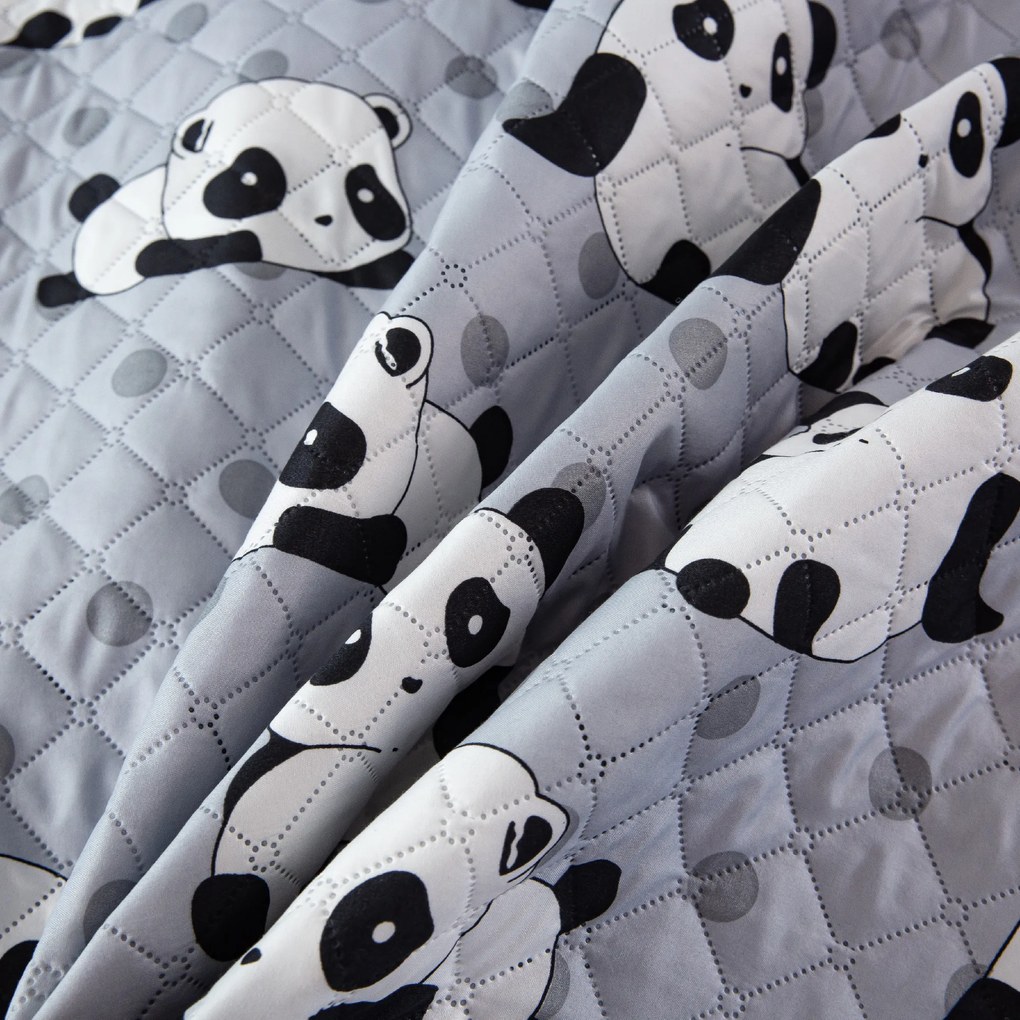 Ágytakaró mintával PANDA szürke Méret: 170 x 210 cm