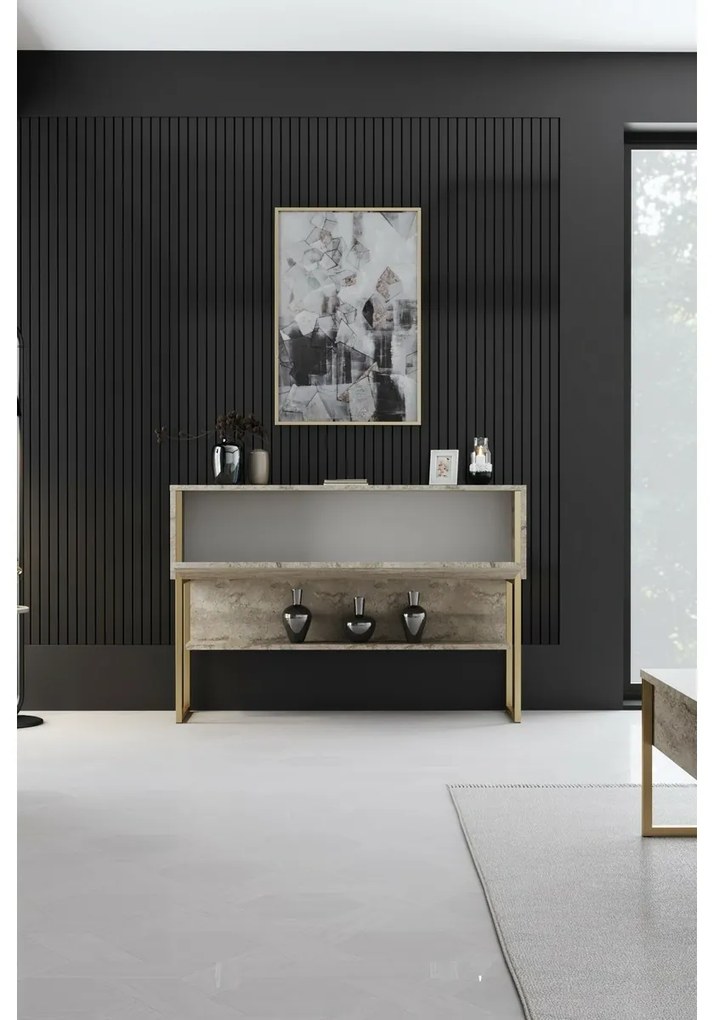 Luxe Travertine and Gold komód