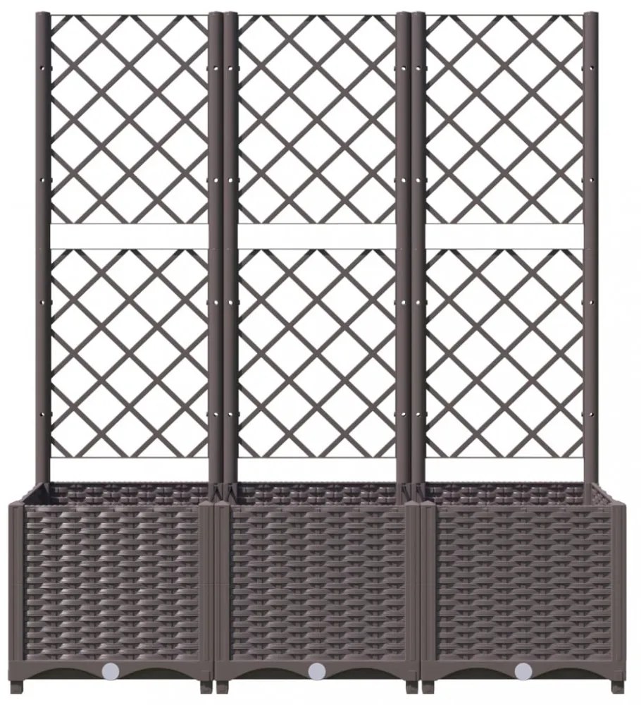 barna polipropilén rácsos kerti ültetőláda 120 x 40 x 136 cm