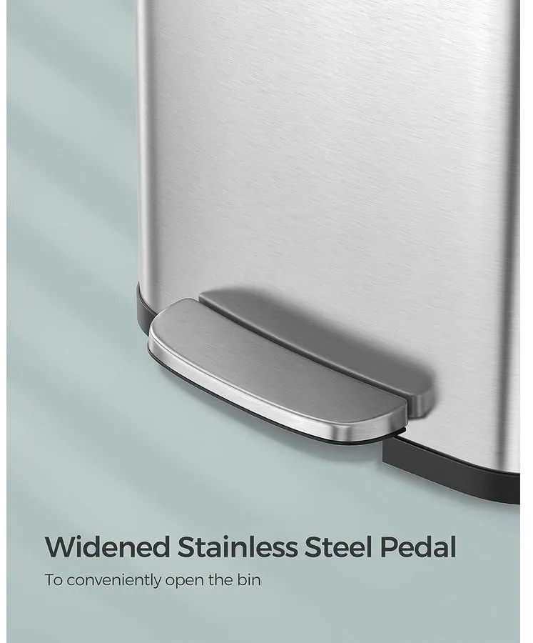 Konyhai szemetes, 68 literes pedálos kuka, ezüst-fekete