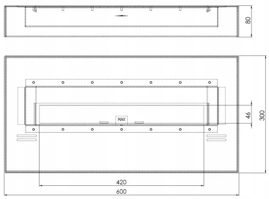 InFire - BIO kandalló 8x60 cm 3kW fekete