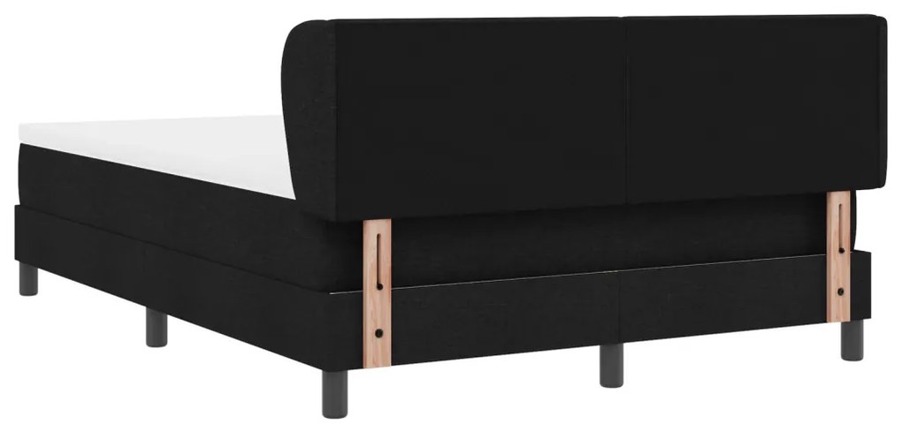 Boxspring Ágy Mattal Fekete 140x200 cm Szövet