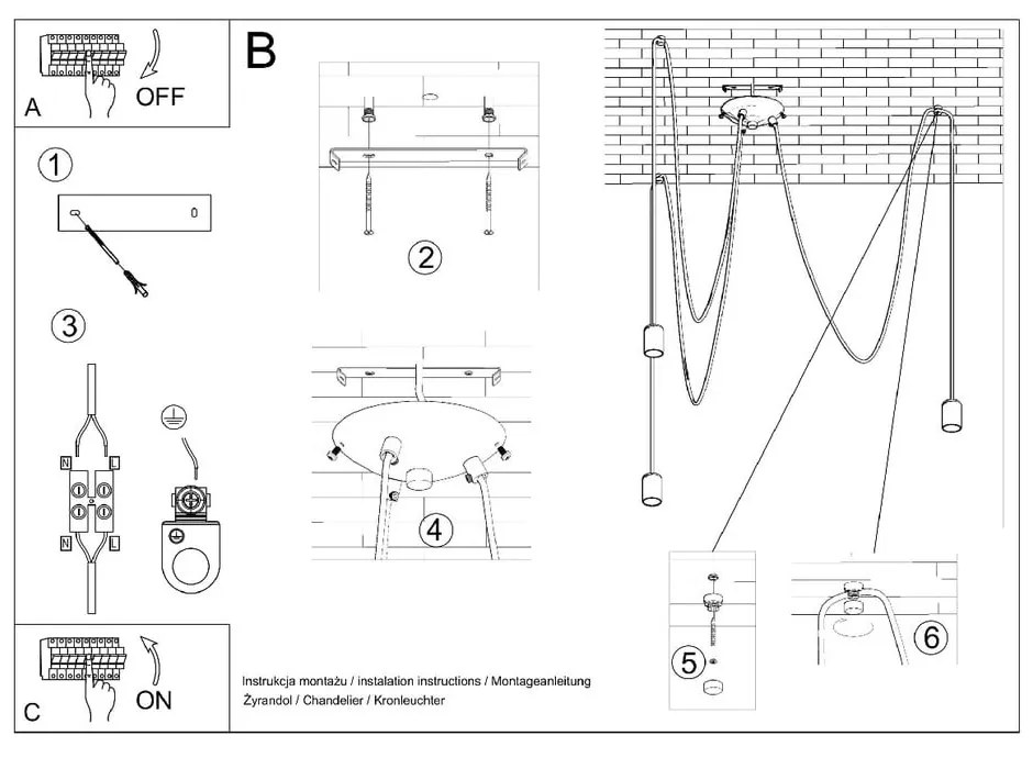 Fekete függőlámpa 300x300 cm Spider - Sollux