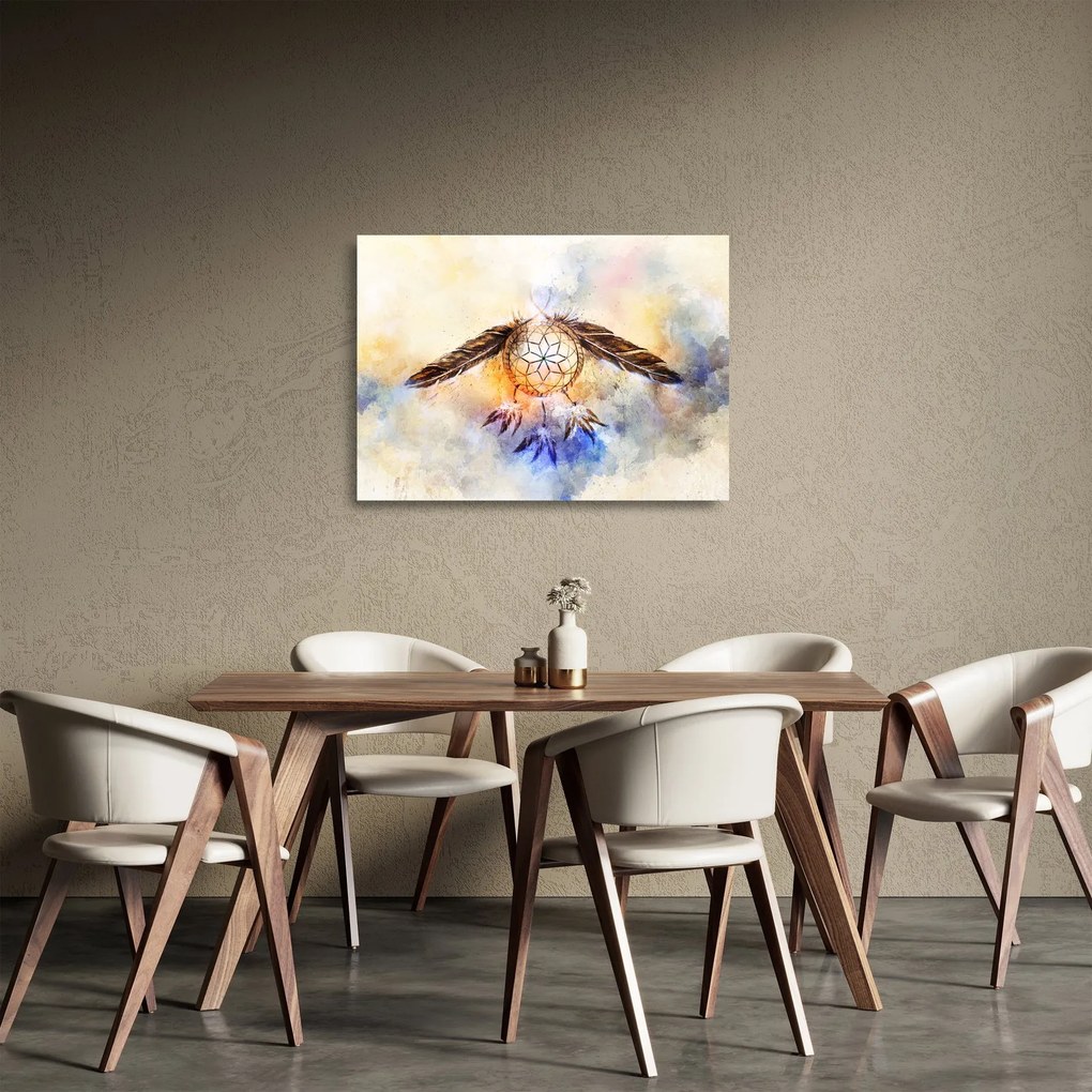 Kép - Álomfogó tollas (üvegen) (70x50 cm)