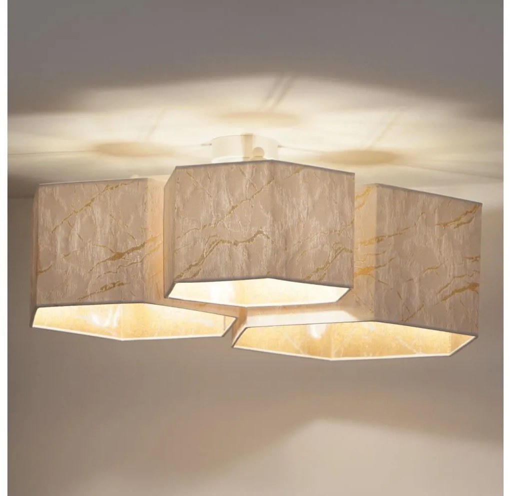 Duolla - Felületre szerelhető csillár ROLLER TRIO HEX 3xE27/15W/230V fehér/arany