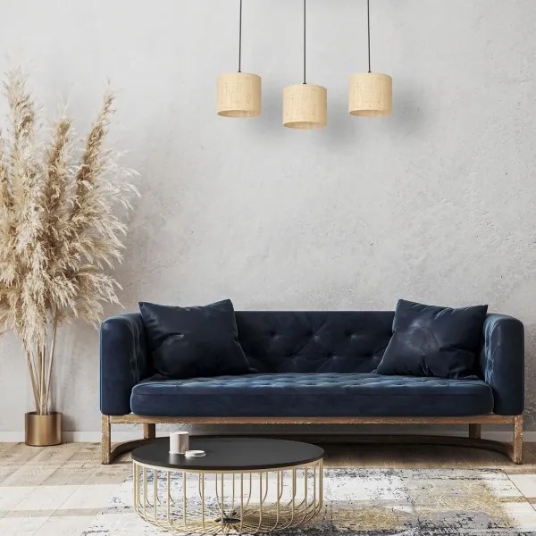 Csillár zsinóron RATTAN 3xE27/60W/230V rattan