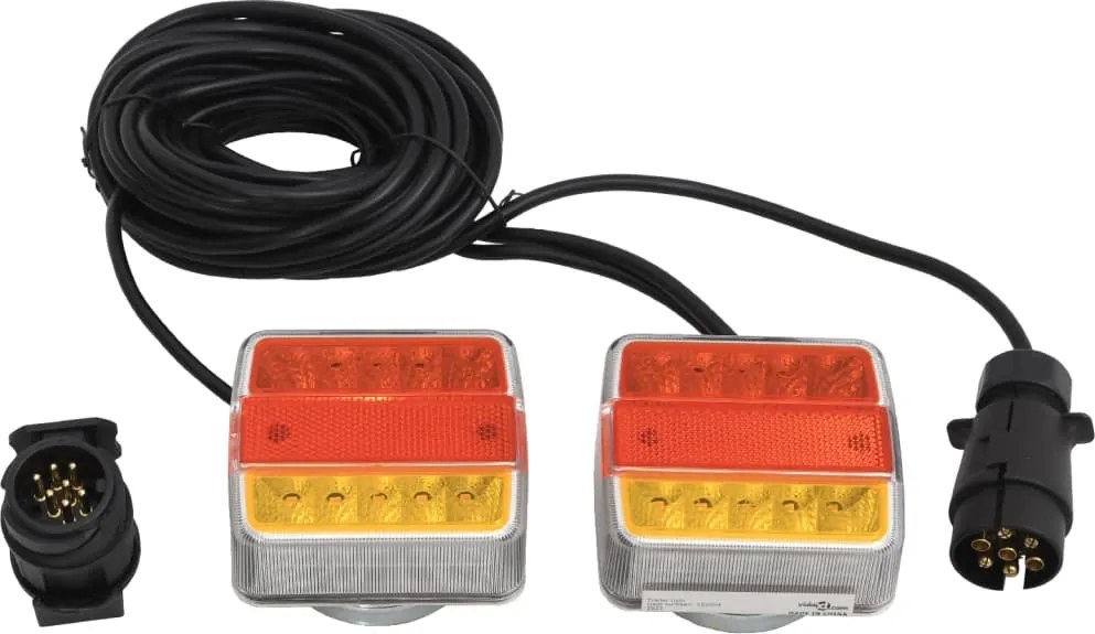 vidaXL 2 db piros utánfutólámpa LED-izzóval 10,5 x 7,5 x 10 cm 12 V