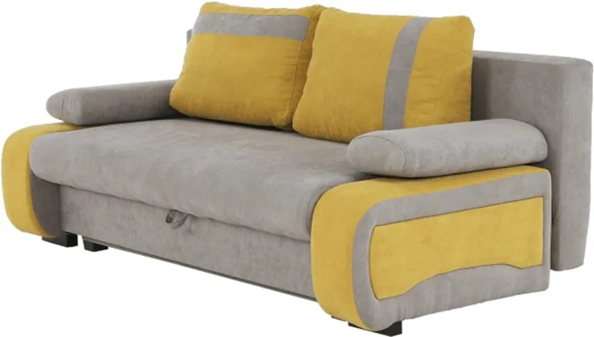 Kinyitható kanapé, szürke-barna/sárga, BOLIVIA