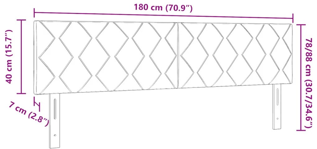 LED Fejtámla Gyémánt Blokkok Mintás Sötétbarna 180 cm Szövet