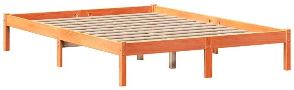 barna tömör fenyőfa könyvespolcos ágy matrac nélkül 120 x 200cm