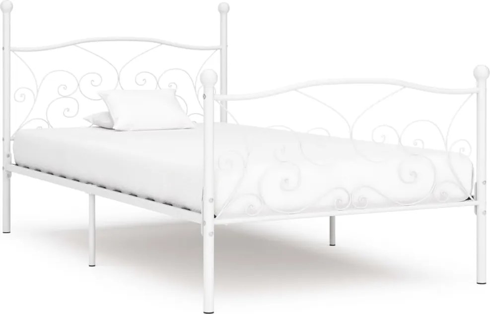 vidaXL fehér fém ágykeret lécezett ágyráccsal 90 x 200 cm