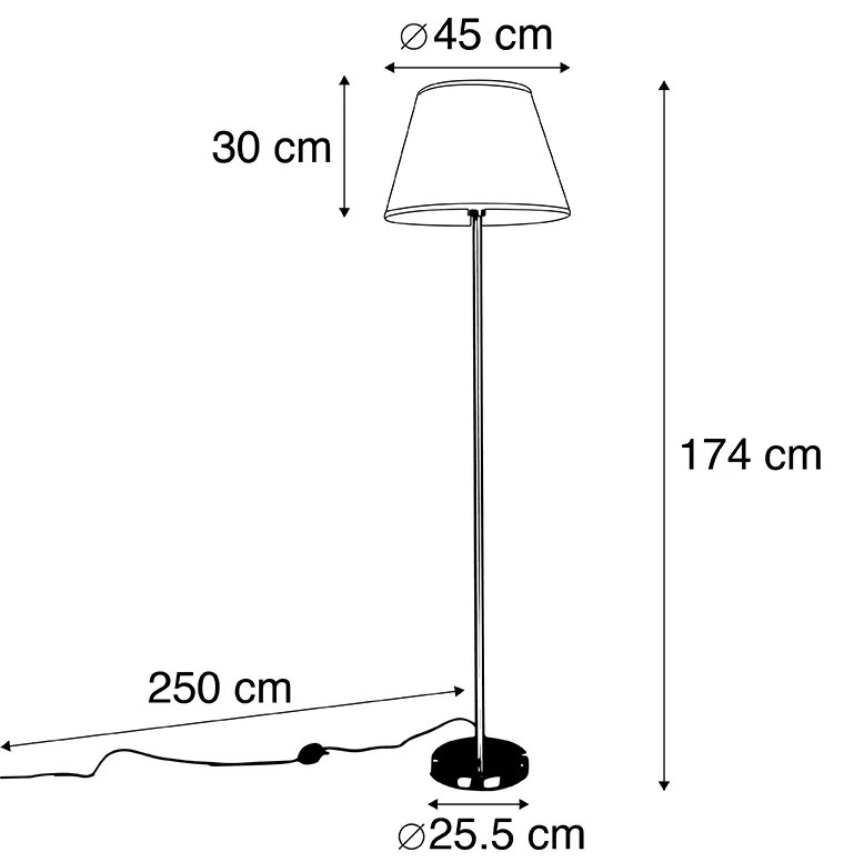 Modern állólámpa acélból, fehér pliszírozott lámpabúrával, 45 cm - Simplo