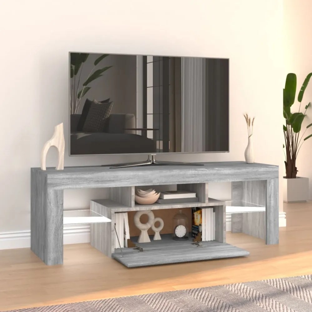 szürke sonoma színű TV-szekrény LED-lámpákkal 120 x 35 x 40 cm