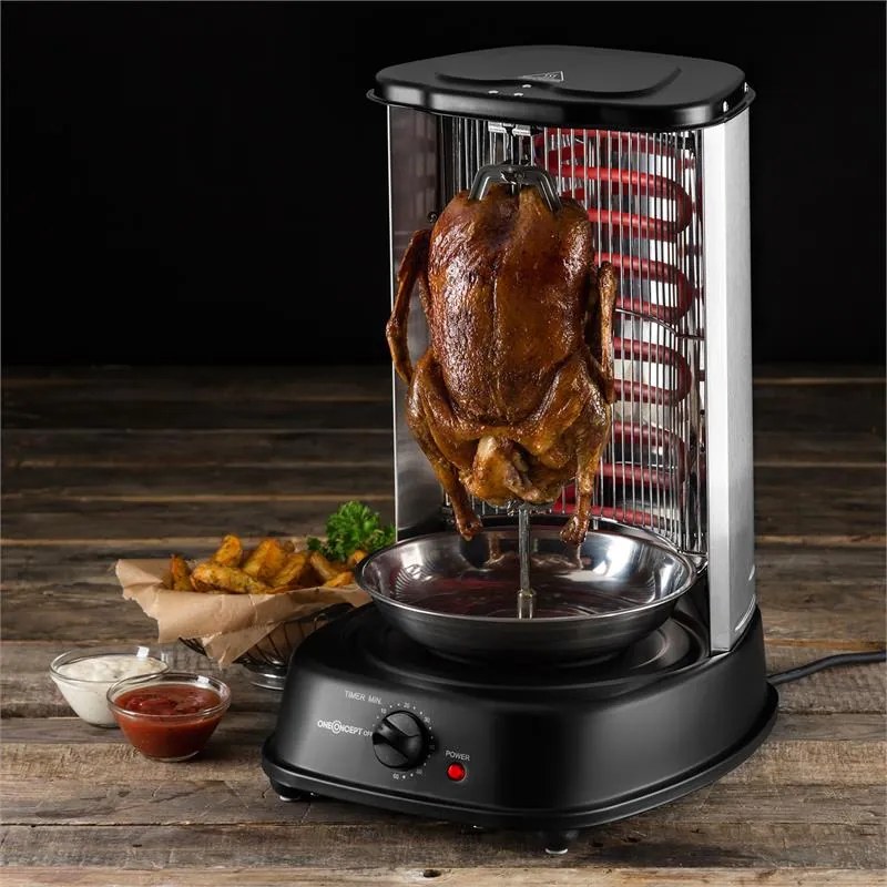 OneConcept Kebap Master, vertikális grill, 1800 W, fekete