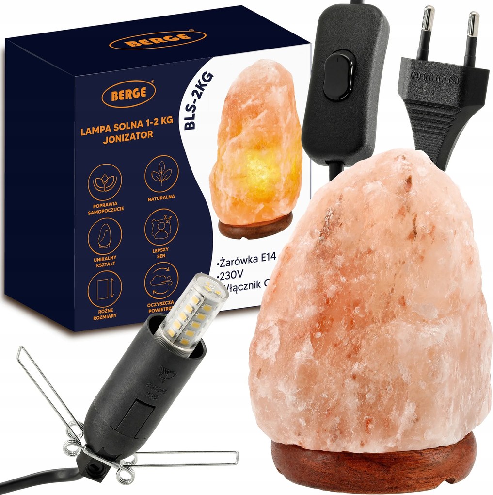 Sólámpa 1-2kg Ionizátor Himalája Éjjeli Só Irodai Kész Szett