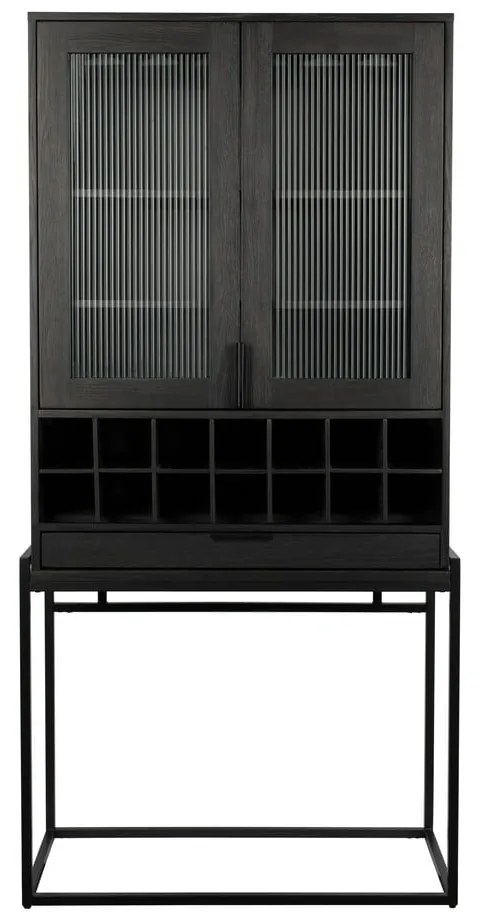 Fekete tölgyfa bortartó szekrény, palackok száma 20, 89x181 cm Travis – Zuiver