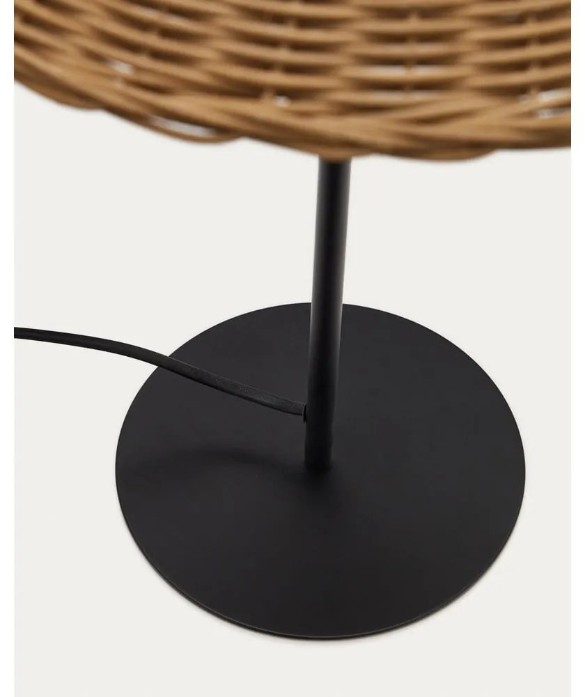 Fekete-natúr színű asztali lámpa rattan búrával (magasság 50 cm) Urania – Kave Home