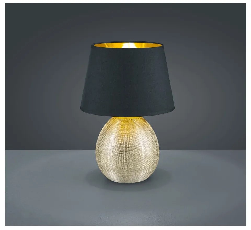 Luxor fekete kerámia-szövet asztali lámpa, magasság 35 cm - Trio