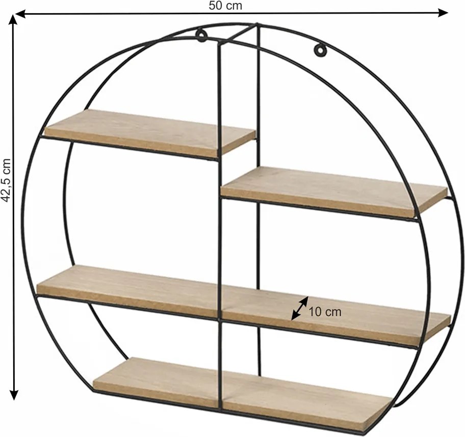 Polc, természetes/fekete, DESIO TYP 2