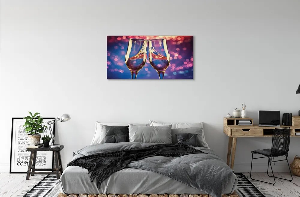 Canvas képek Színes háttér pezsgős üvegek 140x70 cm