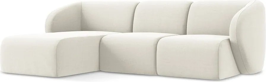 Bézs bársony sarokkanapé (bal oldali-heverő résszel) Lani – Makamii