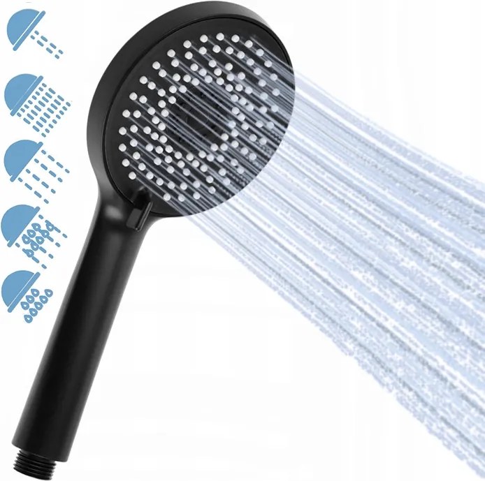 Zuhanyfej zuhanyfej 5 funkciós, fekete