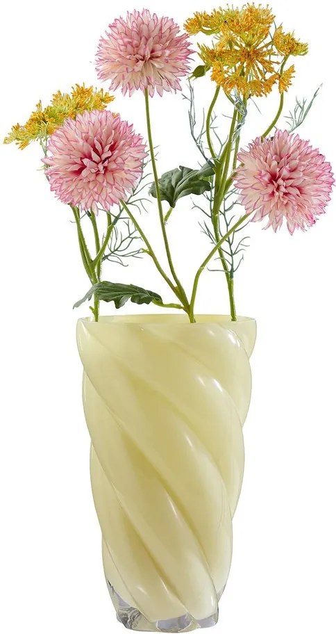 SWIRL üveg váza 30 cm, butteryellow