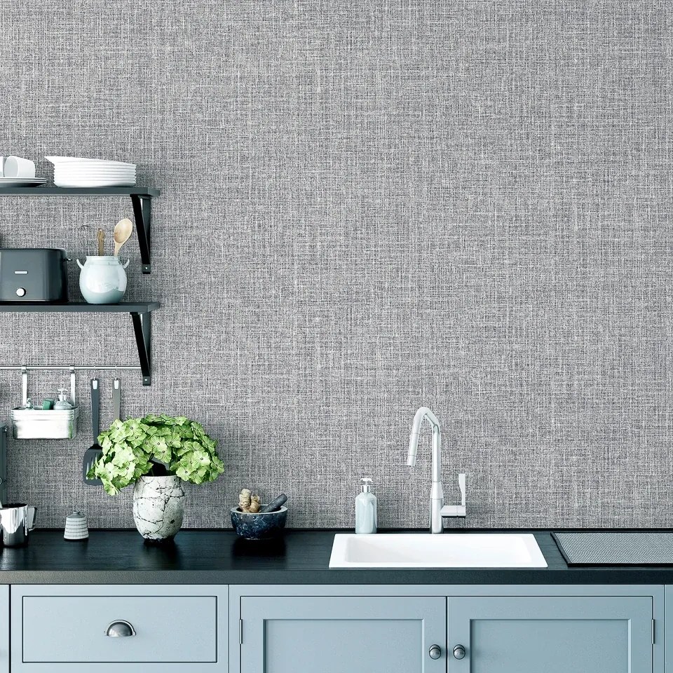 Arthouse Signature 1 Luxe Hessian szürke szövet hatású texturált vlies tapéta – 295400