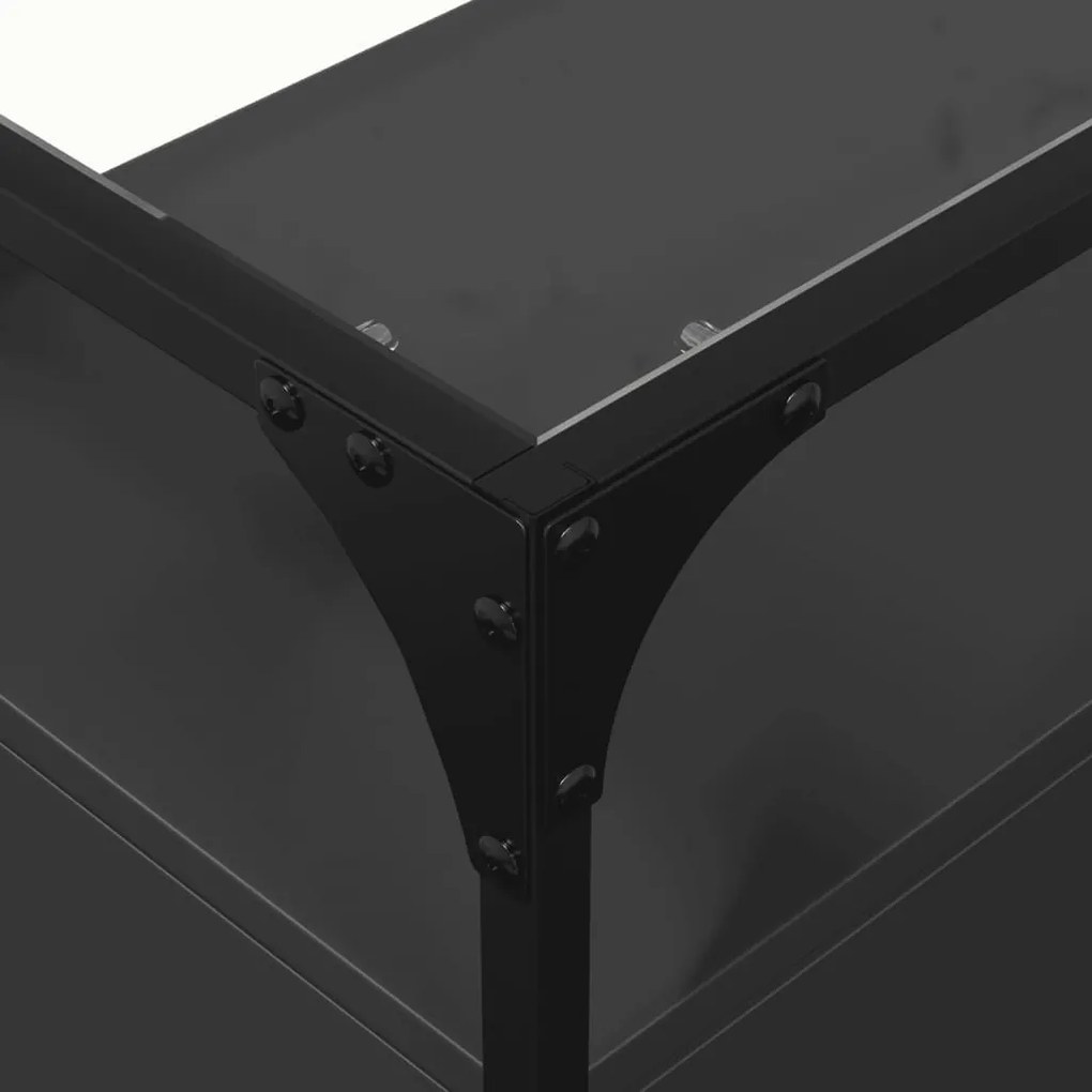 fekete szerelt fa tálalószekrény üveglappal 98 x 35 x 81 cm