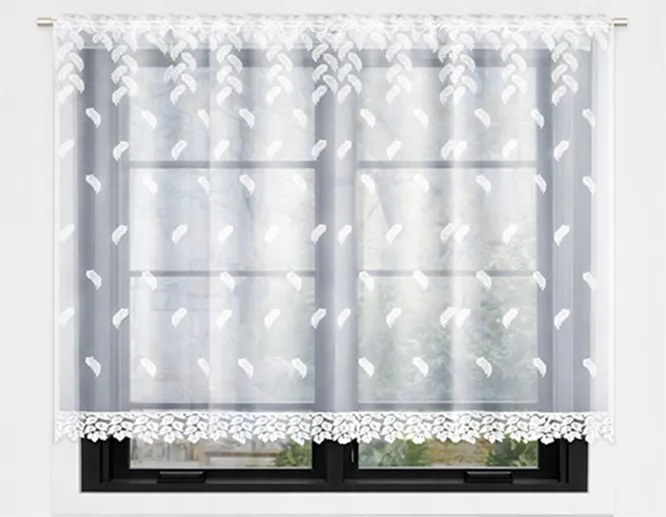 Hímzett Napellenző Függöny Gipszkarton Egyenes Szalaggal 300x120cm Fehér 7177