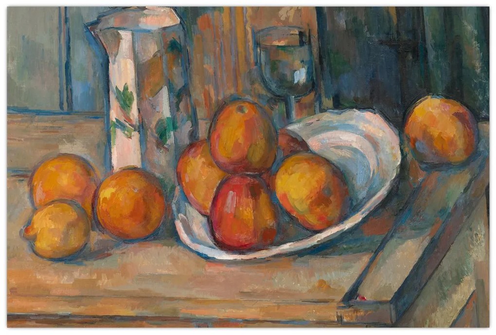 Kép - Paul Cézanne, Still Life with Milk Jug and Fruit, reprodukciók (90x60 cm)