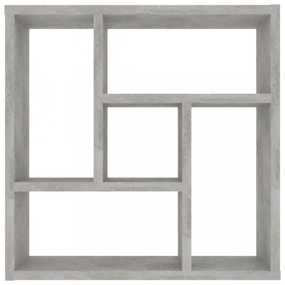 betonszürke szerelt fa fali polc 45,1 x 16 x 45,1 cm