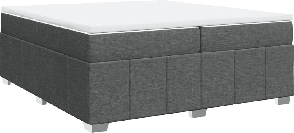 vidaXL sötétszürke szövet rugós ágy matraccal 200 x 200 cm