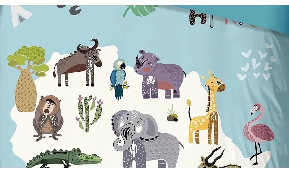 Kék egyszemélyes-hosszabbított gyerek ágyneműhuzat 140x220 cm Wild Life – Good Morning