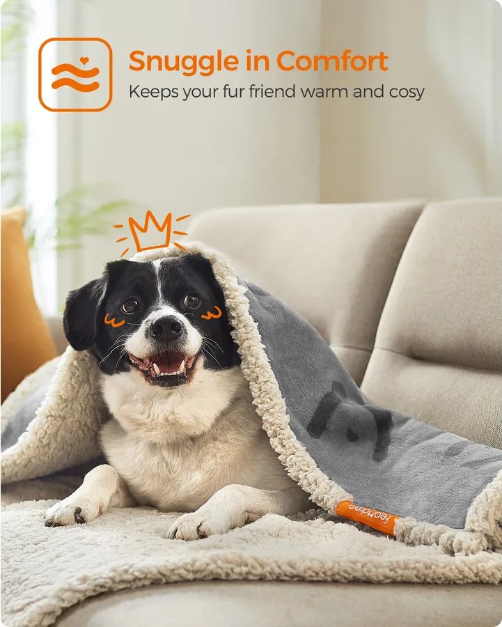 Vízálló kutyatakaró kis- és közepes kutyáknak, mosógépben mosható, szürke