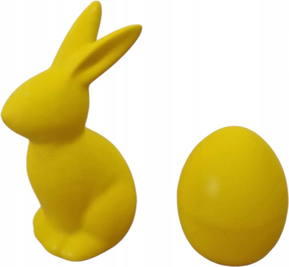 Húsvéti figurák Kerámia Nyuszi és Tojás Dekoráció Szett Otthonra Sárga