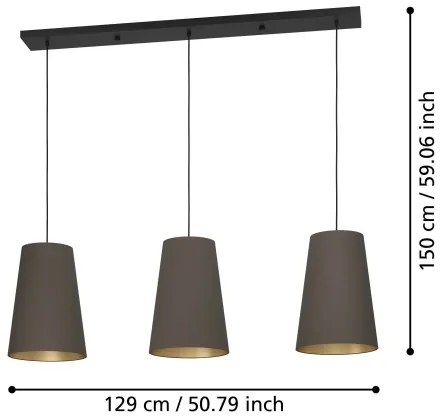 Eglo 390196 - Csillár zsinóron PETROSA 3xE27/40W/230V barna