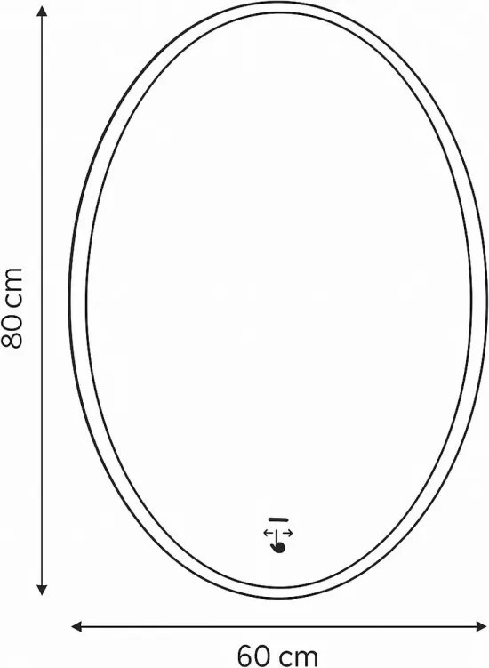 Viva AURA PINO 60 fürdőszoba tükör - érintőkapcsolóval - AMBIENT LED - ELIPSZIS -ÁLLÓ - 60x80 cm