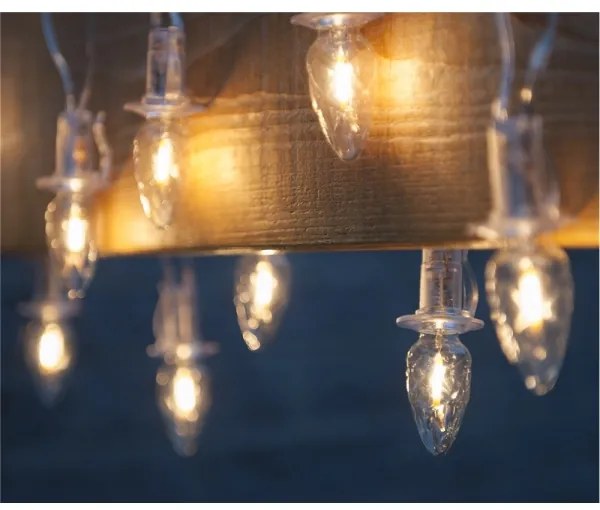 LED kültéri karácsonyi fényfüzér CONE FILAMENT 20xE10 19m átlátszó/meleg fehér I